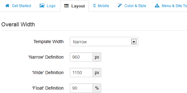 Parameters to control layout dimensions