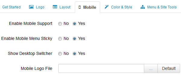 Parameters to control mobile settings